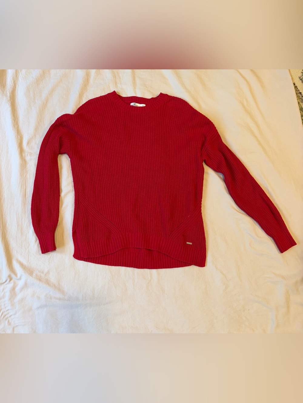 Hollister cable knit cotton blend red sweater women’s small